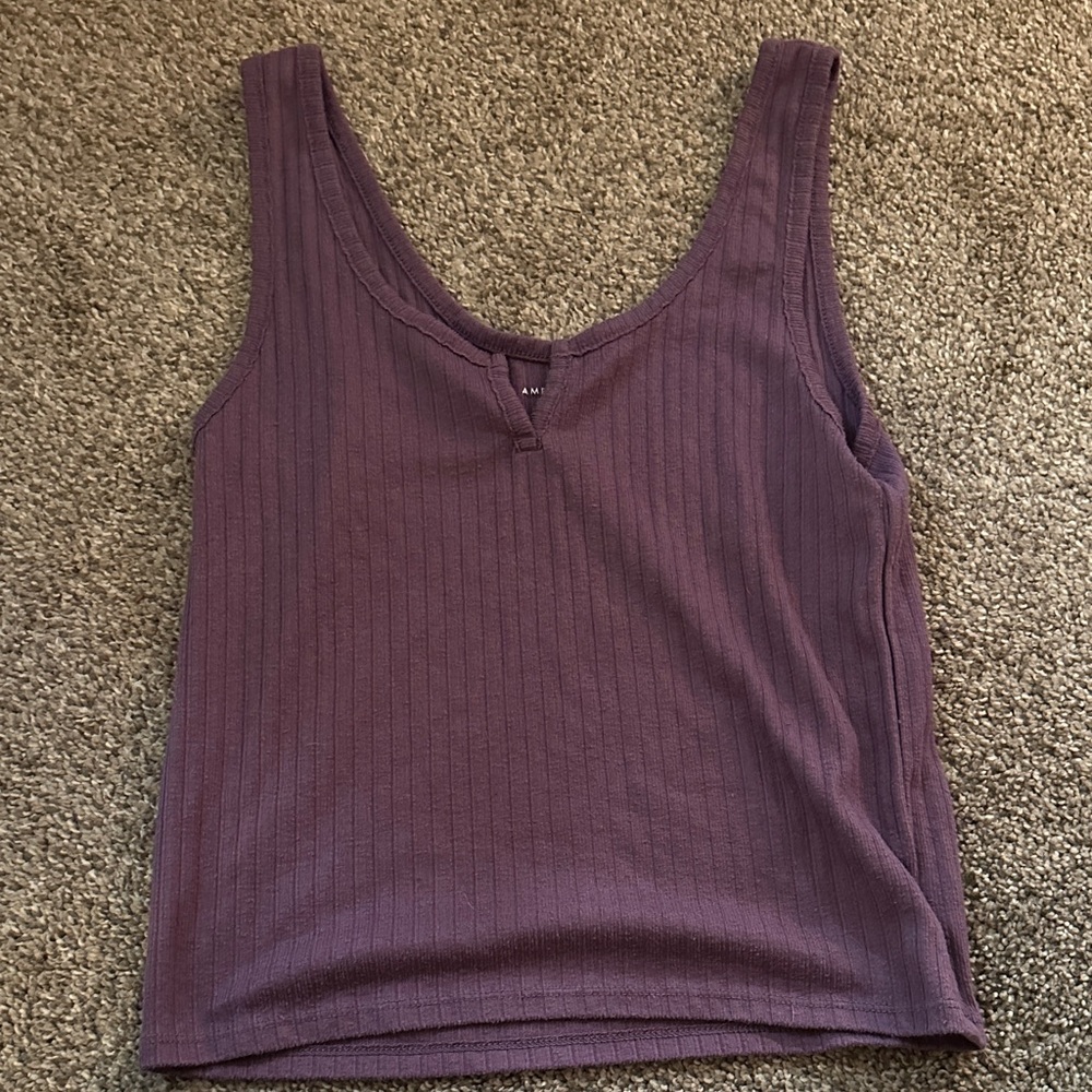 Purple Ribbed Women's Top